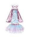Set de super-héroïne tutu/cape/masque rose/bleu clair taille 4/6 ans - Great Pretenders
