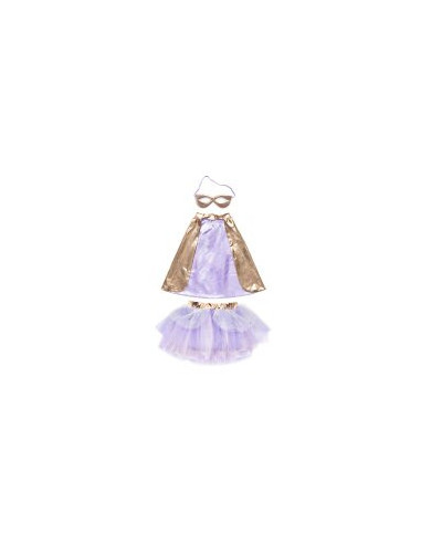 Set de super-héroïne, tutu/cape/masque, or/lila, taille 4-6 ans