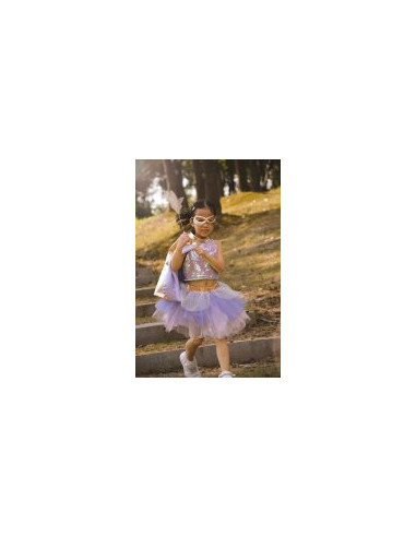 Set de super-héroïne, tutu/cape/masque, or/lila, taille 4-6 ans