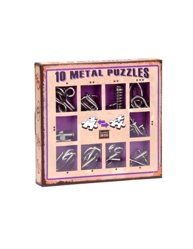 Lot de 10 casse - têtes métal Eureka - boite violette