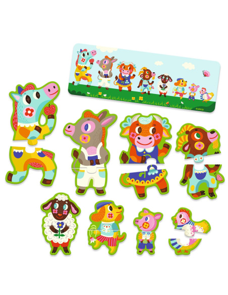 Puzzle duo - grands & petits à la ferme - djeco