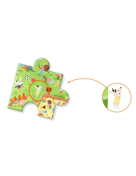 Puzzle observation - le square des petits amis - 35 pcs - djeco