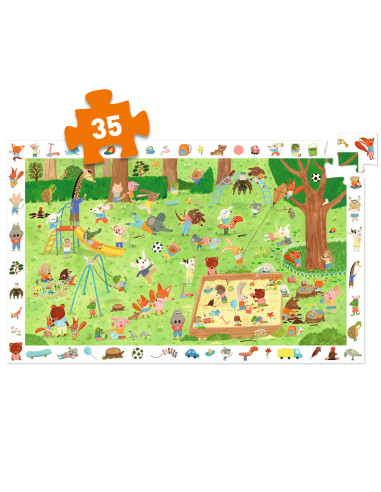 Puzzle observation - le square des petits amis - 35 pcs - djeco
