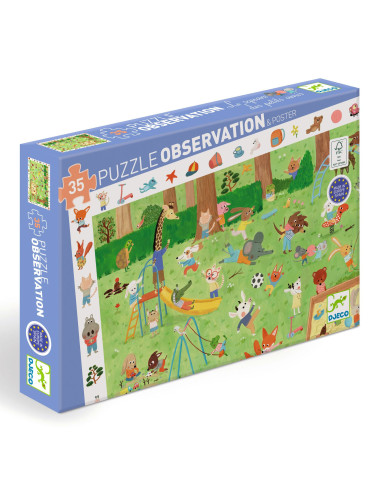 Puzzle observation - le square des petits amis - 35 pcs - djeco