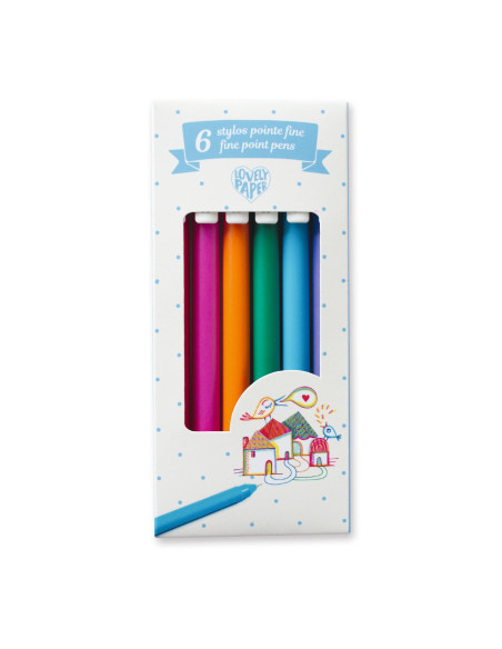 6 stylos gel - pointe fine - Djeco