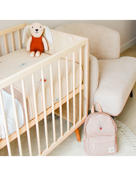 Sac à dos enfant brodé lapin sable