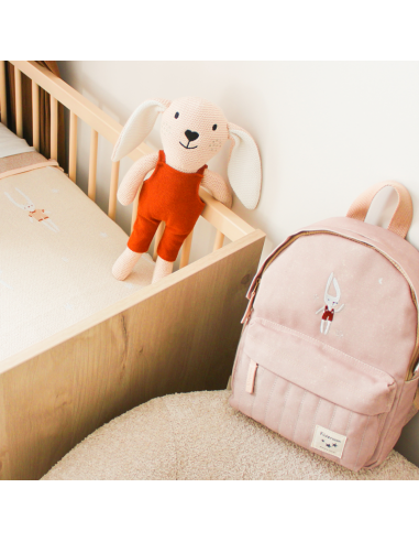 Sac à dos enfant brodé lapin sable