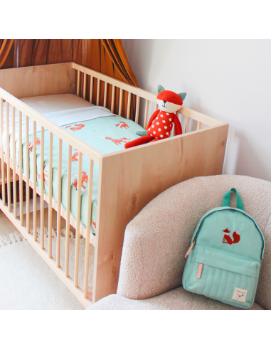 Sac à dos enfant brodé renard vert