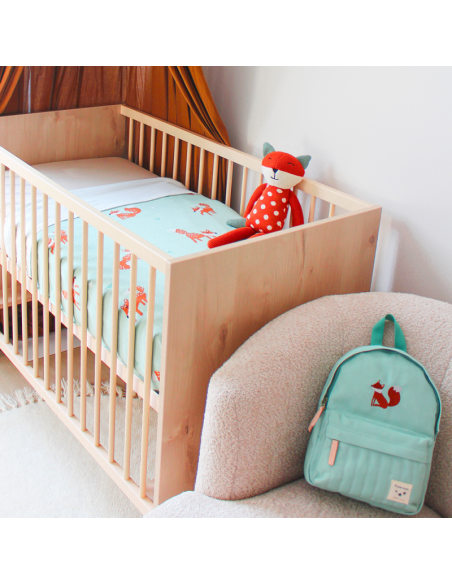 Sac à dos enfant brodé renard vert