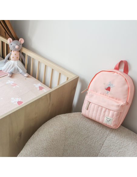 Sac à dos enfant brodé souris rose