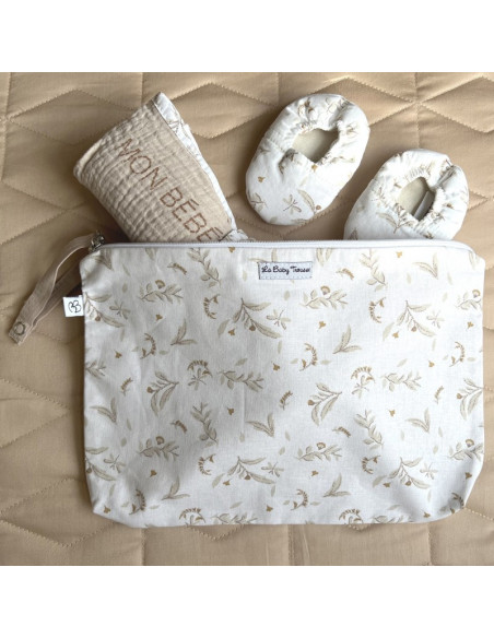 Baby trousse feuilles blanc/biscuit