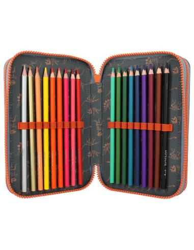 Dino world trousse à crayons 3 compartiments roar
