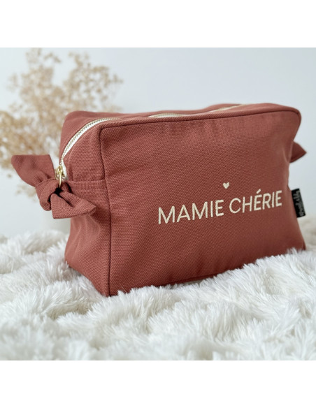 Grande Trousse de toilette brodée "Mamie Chérie" Terrarosa - Fête des grands-mères - Marcel & Lily