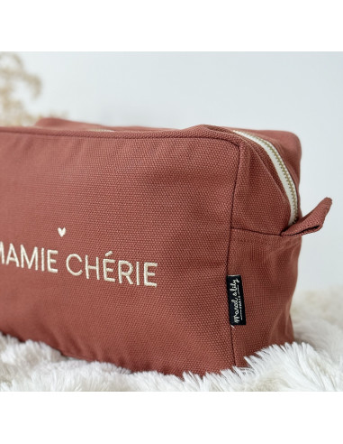 Grande Trousse de toilette brodée "Mamie Chérie" Terrarosa - Fête des grands-mères - Marcel & Lily