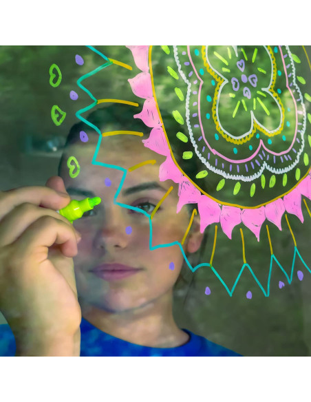 Boite 6 feutres effaçables couleurs fun et vives pour vitres et miroirs - super petit