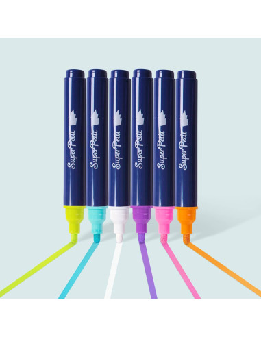 Boite 6 feutres effaçables couleurs fun et vives pour vitres et miroirs - super petit