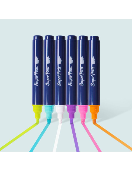 Boite 6 feutres effaçables couleurs fun et vives pour vitres et miroirs - super petit