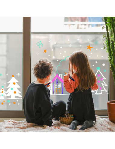 Boite 6 feutres effaçables couleurs fun et vives pour vitres et miroirs - super petit