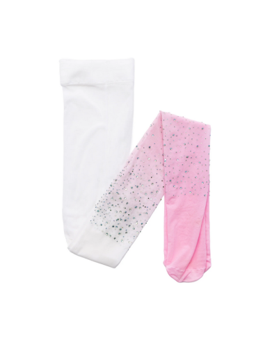 Bas dégradé rose/blanc avec strass taille US 3-8 - Great pretenders