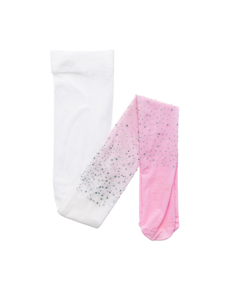 Bas dégradé rose/blanc avec strass taille US 3-8 - Great pretenders