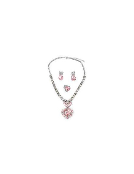 Set de bijoux Marilyn rose/argent 4 pièces - Great pretenders