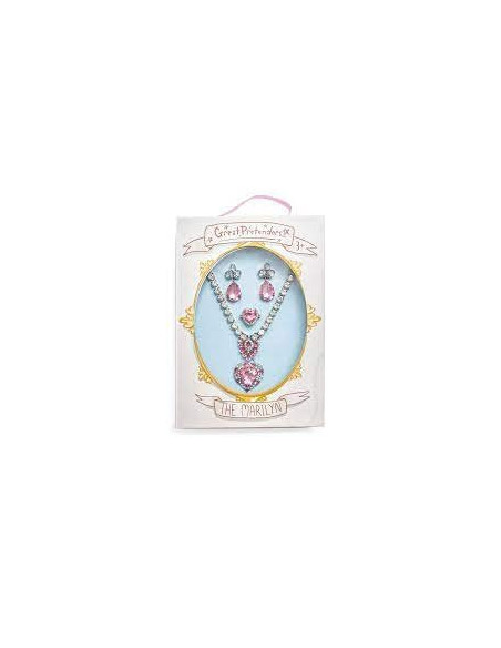 Set de bijoux Marilyn rose/argent 4 pièces - Great pretenders