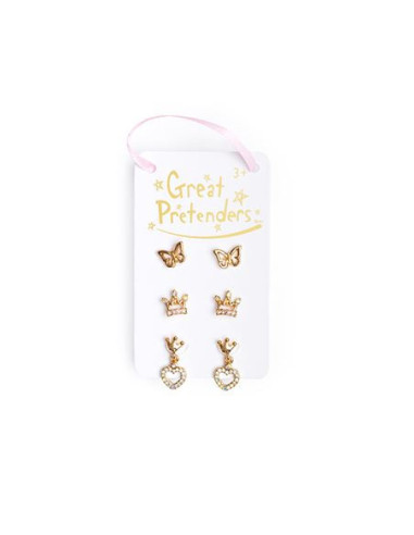 Boucles d'oreilles Boutique Royal Crown Studded 3 paires - Great pretenders
