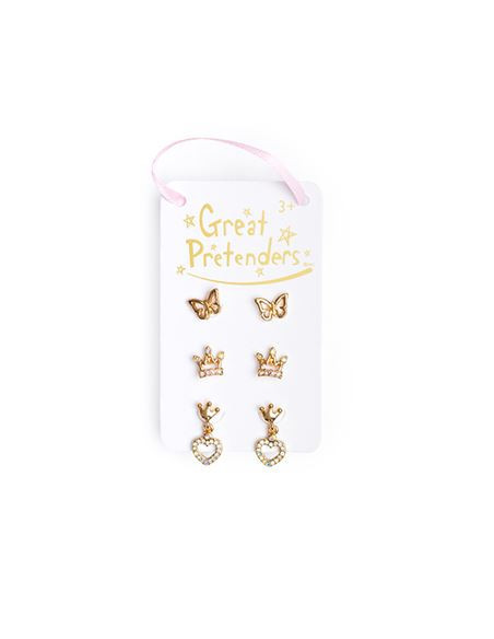 Boucles d'oreilles Boutique Royal Crown Studded 3 paires - Great pretenders