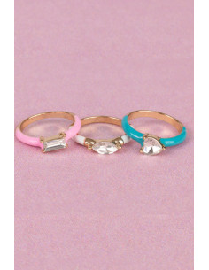 Bague Boutique Chic Crystal Cool 3 Pcs - great pretenders