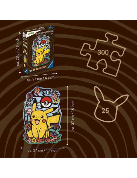 Ravensburger - Puzzle en bois - Pikachu - 300 pièces