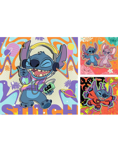 Ravensburger - Puzzles 3x49 pièces - Jouer toute la journée Disney Stitch 
