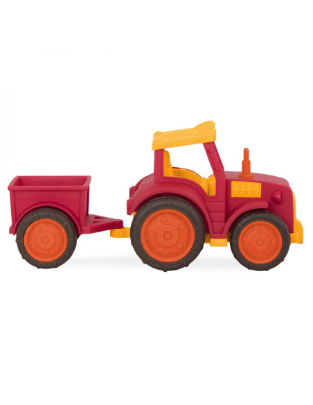 Tracteur rouge avec remorque