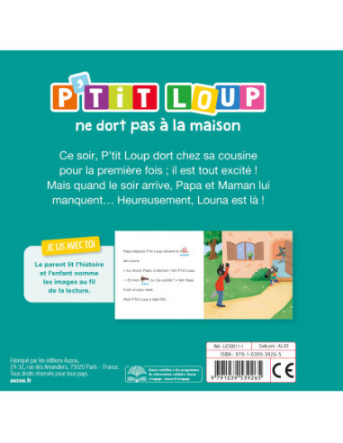 Je lis avec toi - p'tit loup - p'tit loup ne dort pas à la maison