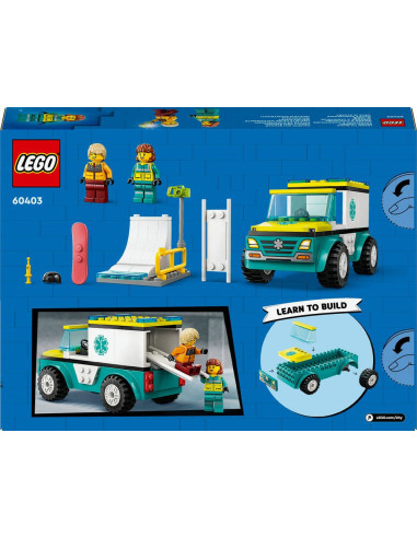 Lego city 60403 - l’ambulance de secours et le snowboardeur