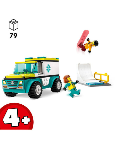 Lego city 60403 - l’ambulance de secours et le snowboardeur