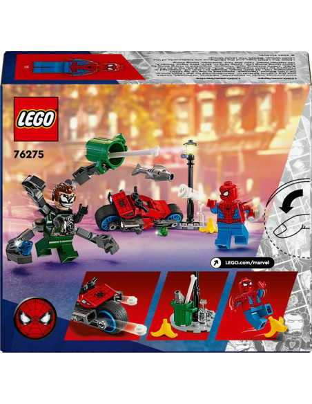 Lego marvel super heroes 76275 - la course poursuite en moto spider man contre docteur octopus