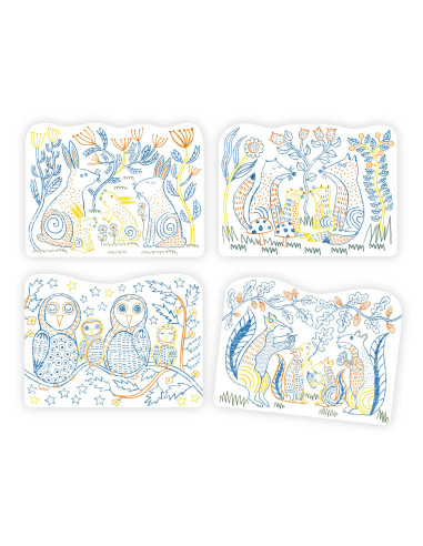 Coloriage magique - familles des sous-bois