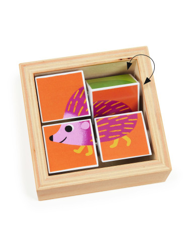 4 cubes puzzle bois - tournibist - djeco