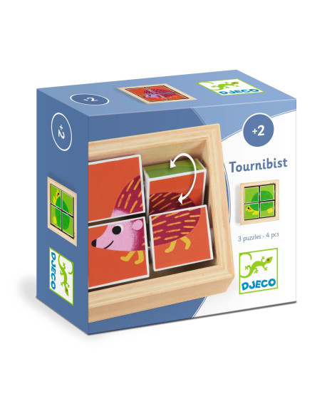 4 cubes puzzle bois - tournibist - djeco