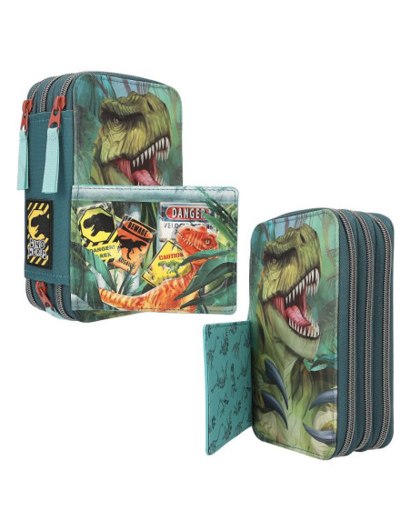Dino world trousse à crayons 3 compartiments danger