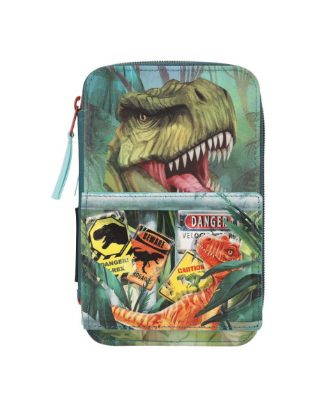 Dino world trousse à crayons 3 compartiments danger