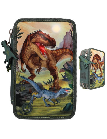 Dino world trousse 3 compartiments led