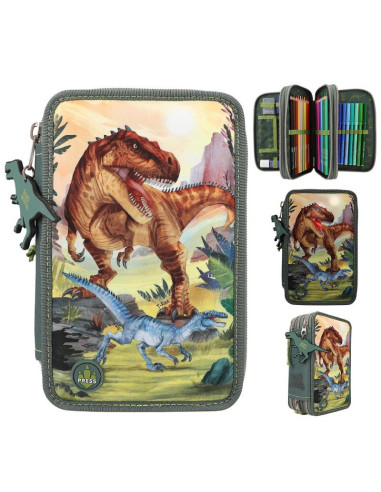 Dino world trousse 3 compartiments led