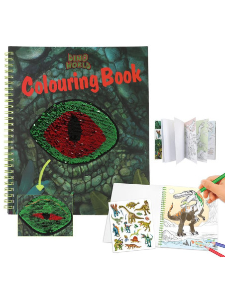 Dino World Album de coloriage avec paillettes