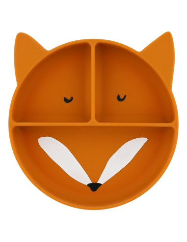 Assiette avec ventouse en silicone et compartiments - Mr. Fox - Trixie