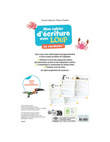 Mon cahier d'écriture avec loup en vacances