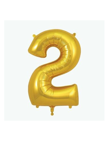Ballon chiffre 2 doré - my little day