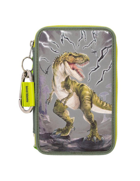 Dino world trousse 3 compartiment reflector