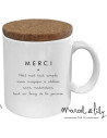 Mug avec son couvercle en liège - "merci" - marcel & lily