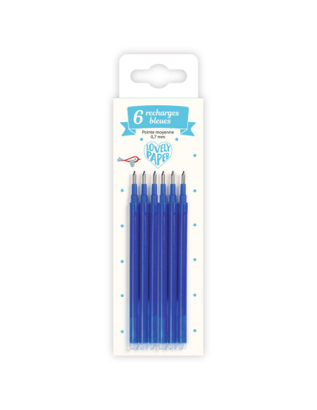 Stylos - set de 6 recharges bleues – pointe moyenne